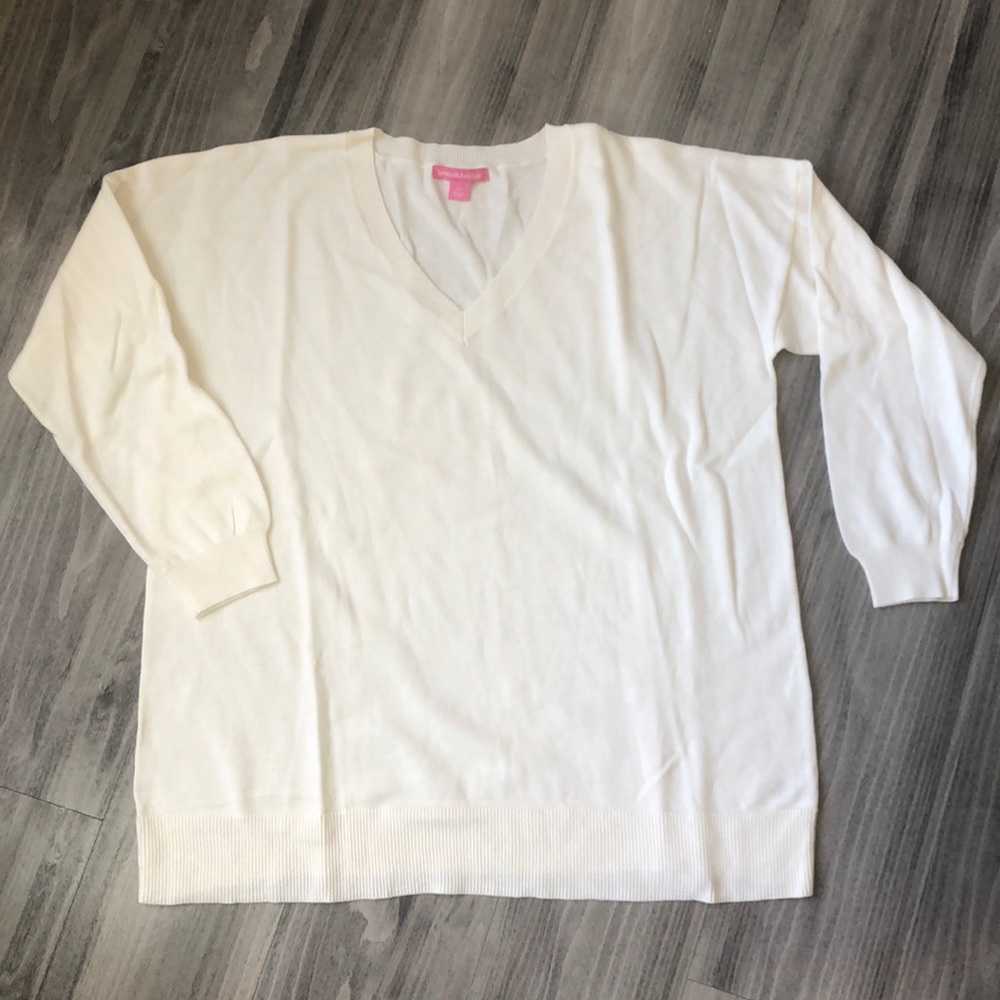 Woman Within L white V-neck sweater